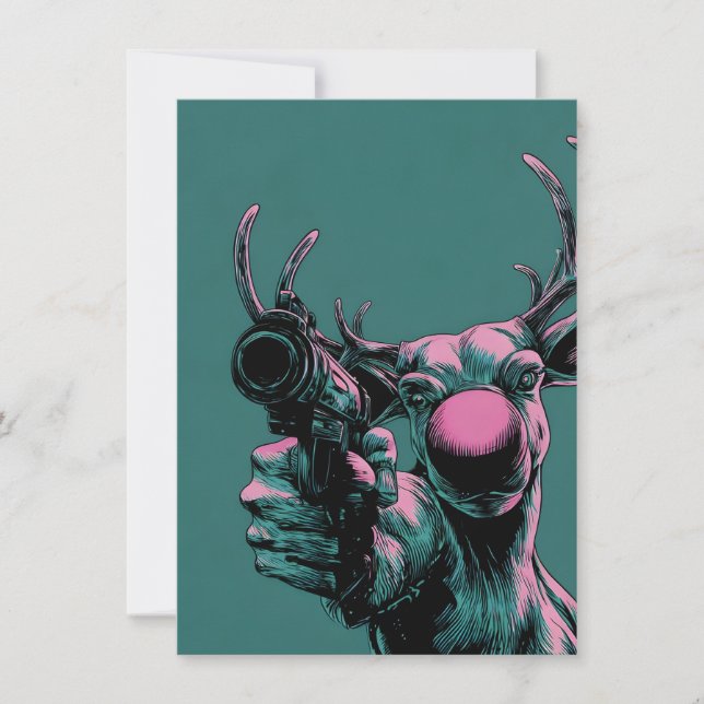 Cartão De Festividades Rudolph has a Gun Funny Adult Christmas Cards (Frente)