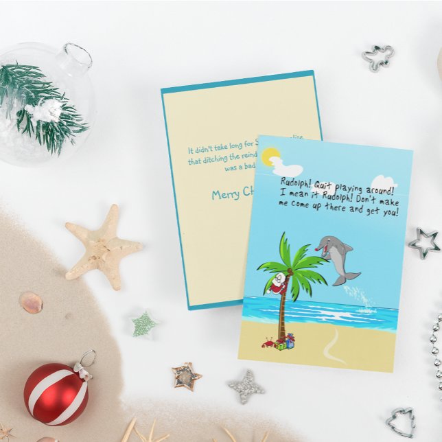 Cartão De Festividades Rudolph, o plano de golfinho vermelho (Criador carregado)