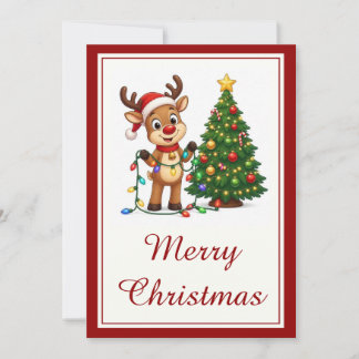 Cartão De Festividades Rudolph, o Renascer Vermelho e a Árvore de Natal