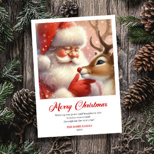 Cartão De Festividades Rudolph Papai Noel Humor Natal Saudação Moderna