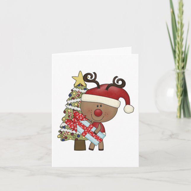 Cartão De Festividades Rudy Reindeer Holiday Tree (Frente)