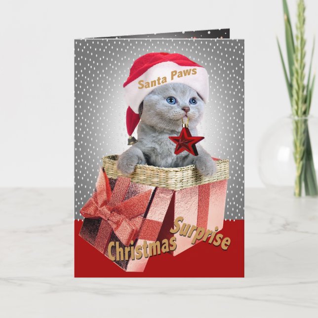 Cartão De Festividades Russian Blue Christmas Surprise cards (Frente)