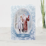 Cartão De Festividades Russian Christmas - Father Frost and Snegurochka<br><div class="desc">Father Christmas (russian Father Frost) and Snegurochka in an enchanted forest of snow-coverd silver birch tree. Father Christmas points to a star... Text in front - in Russian: Merry Christmas. Text inside in Russian too: Congratulation, Merry Christmas! Wishing you happiness and health. Let dawn bring a new day. Let light...</div>
