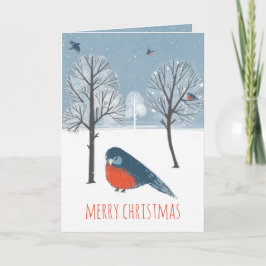 Cartão De Festividades Russo Nordic Western Bluebird Winter