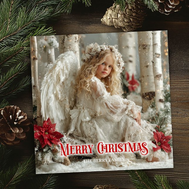Cartão De Festividades Rustic angel digital Christmas classic greeting   (Rustic angel digital Christmas classic greeting card)