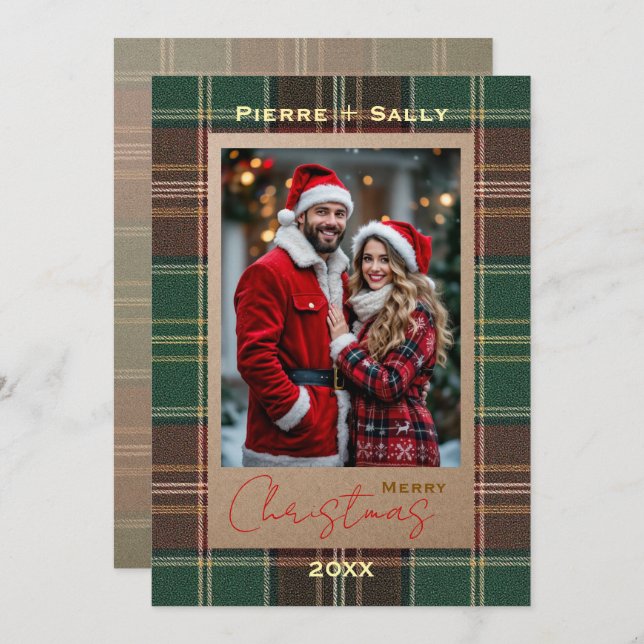 Cartão De Festividades Rustic Autumn Plaid (Frente/Verso)