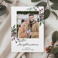 Rustic Berry Branch e Pine Christmas Photo
