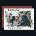 Cartão De Festividades Rustic Boho Greenery Feliz Natal 1 Foto<br><div class="desc">Este design de estilo boho neutro apresenta um verde de inverno mínimo, com porta de fotos com efeito de pincel seco e texto em cores de paleta de bolos. Adicione uma mensagem opcional na parte traseira ou altere o design do backer (3 opções disponíveis). DICA RÁPIDA: Para alterar a cor...</div>