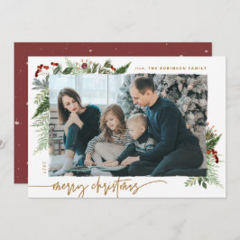 Cartão De Festividades Rustic Boho Greenery Foto do Efeito Pincel Seco Do