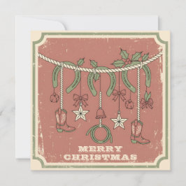 Cartão De Festividades Rustic Boho Merry on the Range Christmas