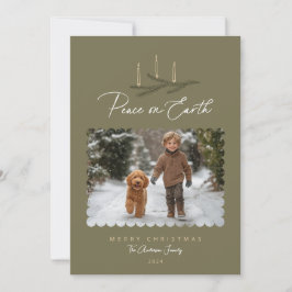 Cartão De Festividades Rustic Botanical Peace on Earth Script Photo