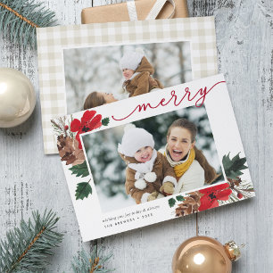 Cartão De Festividades Rustic Bough   Watercolor Floral Foto Natal