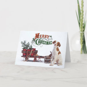 Cartão De Festividades Rustic Brittany Spaniel Natal