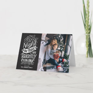 Cartão De Festividades Rustic Chalkboard O Holy Night Script Christmas
