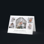 Cartão De Festividades Rustic Chic | Merry and Married Photo Grid<br><div class="desc">This elegant,  rustic style Christmas card features a five photo collage with a simple white background and classic,  dark gray text that says "Merry and Married." The perfect minimalist look for your first holiday greetings as newlyweds,  and a festive way to share your wedding photos.</div>