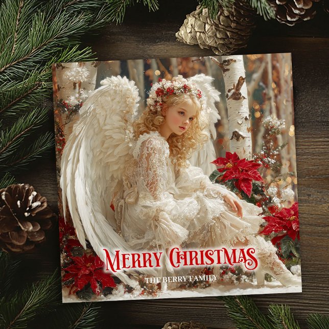 Cartão De Festividades Rustic Christmas angel printable festive greeting  (Rustic Christmas angel printable festive greeting card)