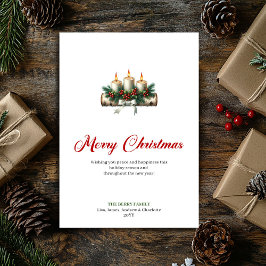 Cartão De Festividades Rustic Christmas candles pine branch holiday card