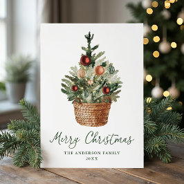 Cartão De Festividades Rustic Christmas Tree Ornaments Non-Photo