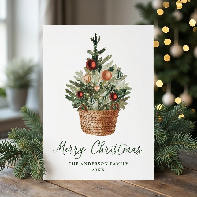 Cartão De Festividades Rustic Christmas Tree Ornaments Non-Photo (Criador carregado)