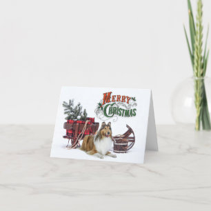 Cartão De Festividades Rustic Collie Natal