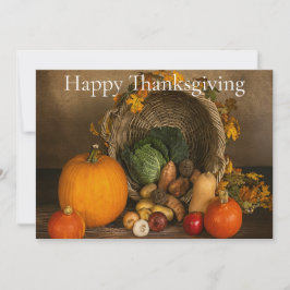 Cartão De Festividades Rustic Cornucopia Harvest Thanksgiving Blessings