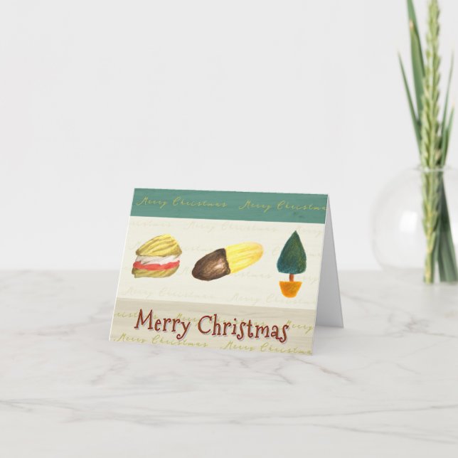 Cartão De Festividades Rustic Cosy Biscuits Cookies Christmas Card (Frente)
