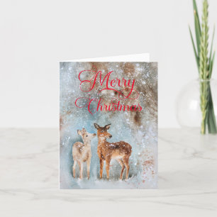 Cartão De Festividades Rustic Deer Watercolor Felry Natal
