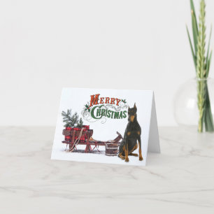Cartão De Festividades Rustic Doberman Christmas