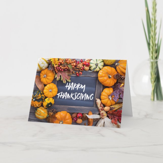 Cartão De Festividades Rustic Fall Autumn Harvest Thanksgiving Card (Frente)