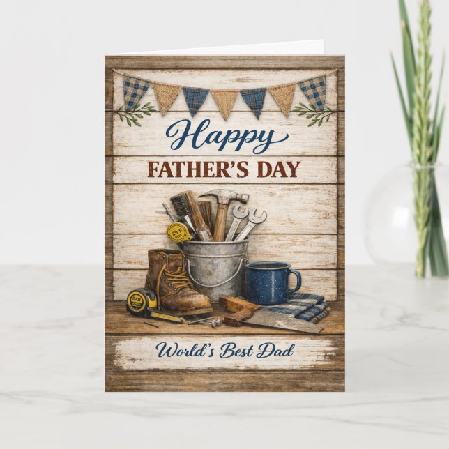 Cartão De Festividades Rustic Farmhouse Fathers Day (Frente)