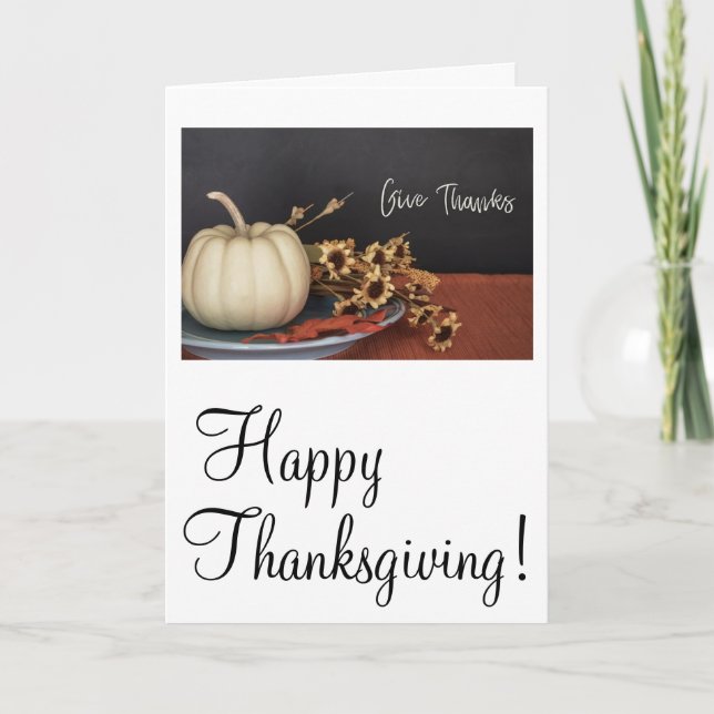 Cartão De Festividades Rustic Give Thanks Happy Thanksgiving Holiday (Frente)