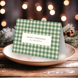 Cartão De Festividades Rustic Green Gingham Moderno Natal