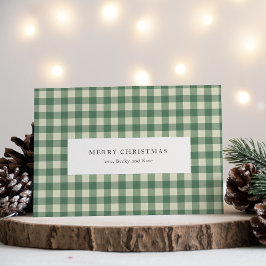 Cartão De Festividades Rustic Green Gingham Moderno Natal