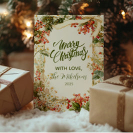 Cartão De Festividades Rustic Holly Berry Natal