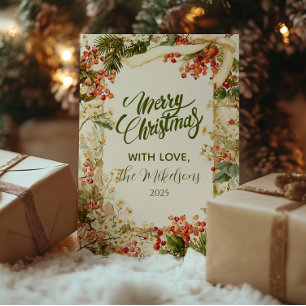 Cartão De Festividades Rustic Holly Berry Natal