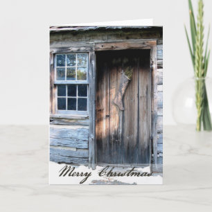 Cartão De Festividades Rustic Log Cabin Rustic Country Christmas Card