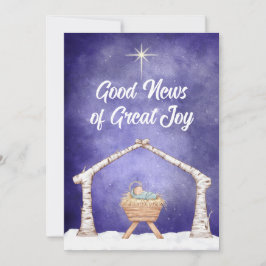 Cartão De Festividades Rustic Manger Scene with Photo on Back