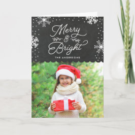 Cartão De Festividades Rustic Merry and Bright | Holiday Photo