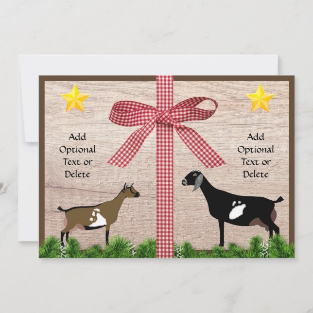 Cartão De Festividades Rustic Nigerian and Nubian Goat Christmas Greeting (Frente)