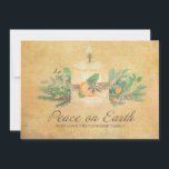 Cartão De Festividades Rustic Peace on Earth Candle Winter Botanical<br><div class="desc">Uma elegante vela de soja embrulhada em citrinos e gêmeos é rodeada por verde rústico,  fruta e flores. Um fundo de aquarela suave dá-lhe um charme do Velho Mundo. A paz na Terra é escrita na caligrafia tradicional. Seu nome segue.</div>
