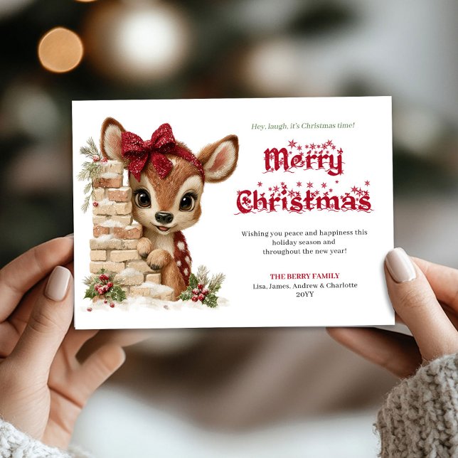 Cartão De Festividades Rustic Peeking Reindeer Funny Holiday Greeting  (Rustic Peeking Reindeer Funny Holiday Greeting Card

)