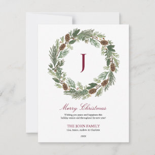 Cartão De Festividades Rustic Pine Wreath Christmas