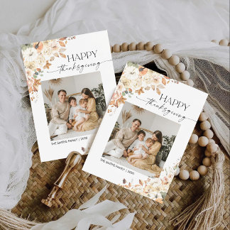 Cartão De Festividades Rustic Pumpkins Thanksgiving Flat Holiday Card