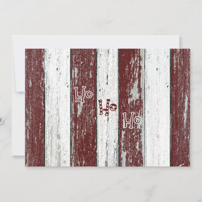Cartão De Festividades Rustic Red and White Striped Ho Ho Ho (Frente)