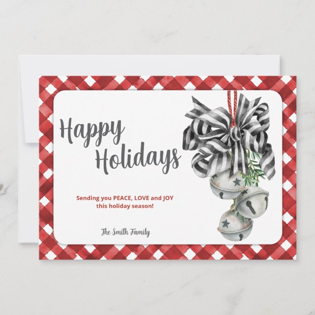 Cartão De Festividades Rustic Red Gingham Noël Christmas Card (Frente)