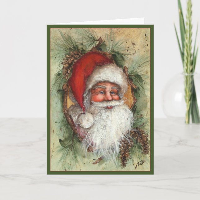 CARTÃO DE FESTIVIDADES RUSTIC SANTA CLAUS (Frente)