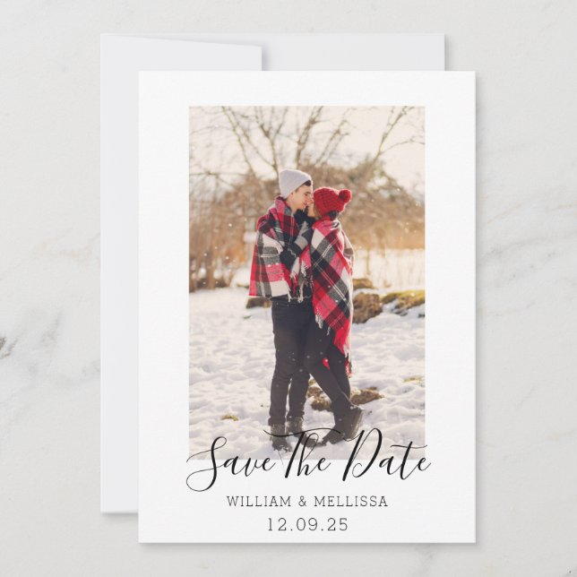 Cartão De Festividades Rustic Save The Date Seasonal Green Tartan (Frente)