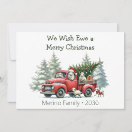 Cartão De Festividades Rustic Sheep Red Truck Themed Photo
