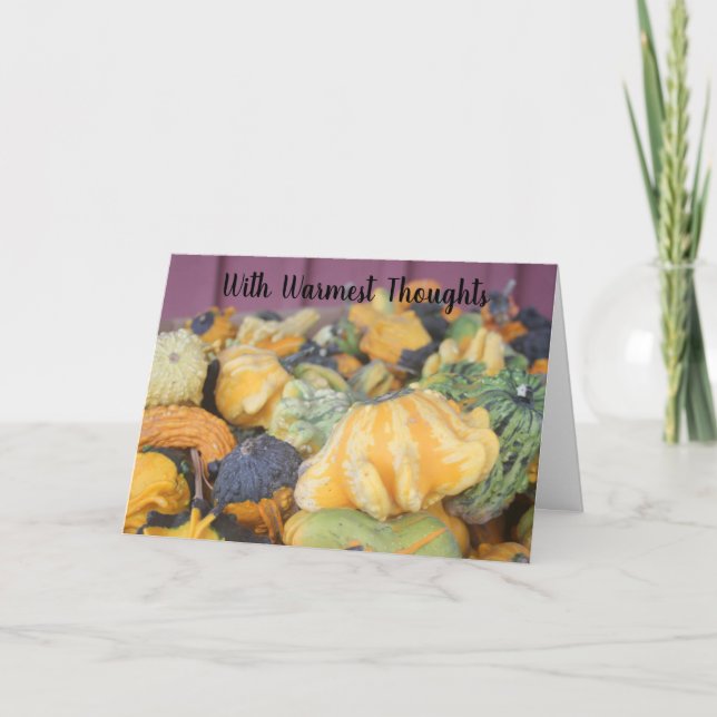 Cartão De Festividades Rustic Thanksgiving Farm Gourds Photo Orange (Frente)