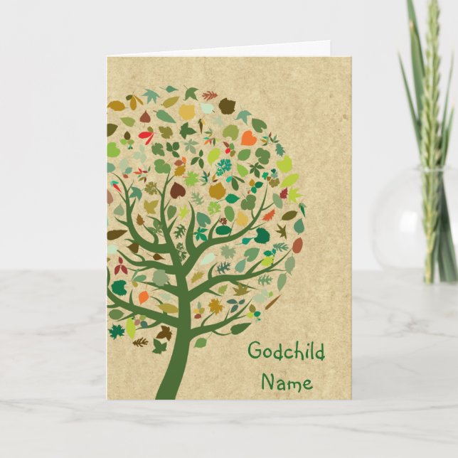Cartão De Festividades Rustic Tree of Life Teen Goddaughter Personalized (Frente)